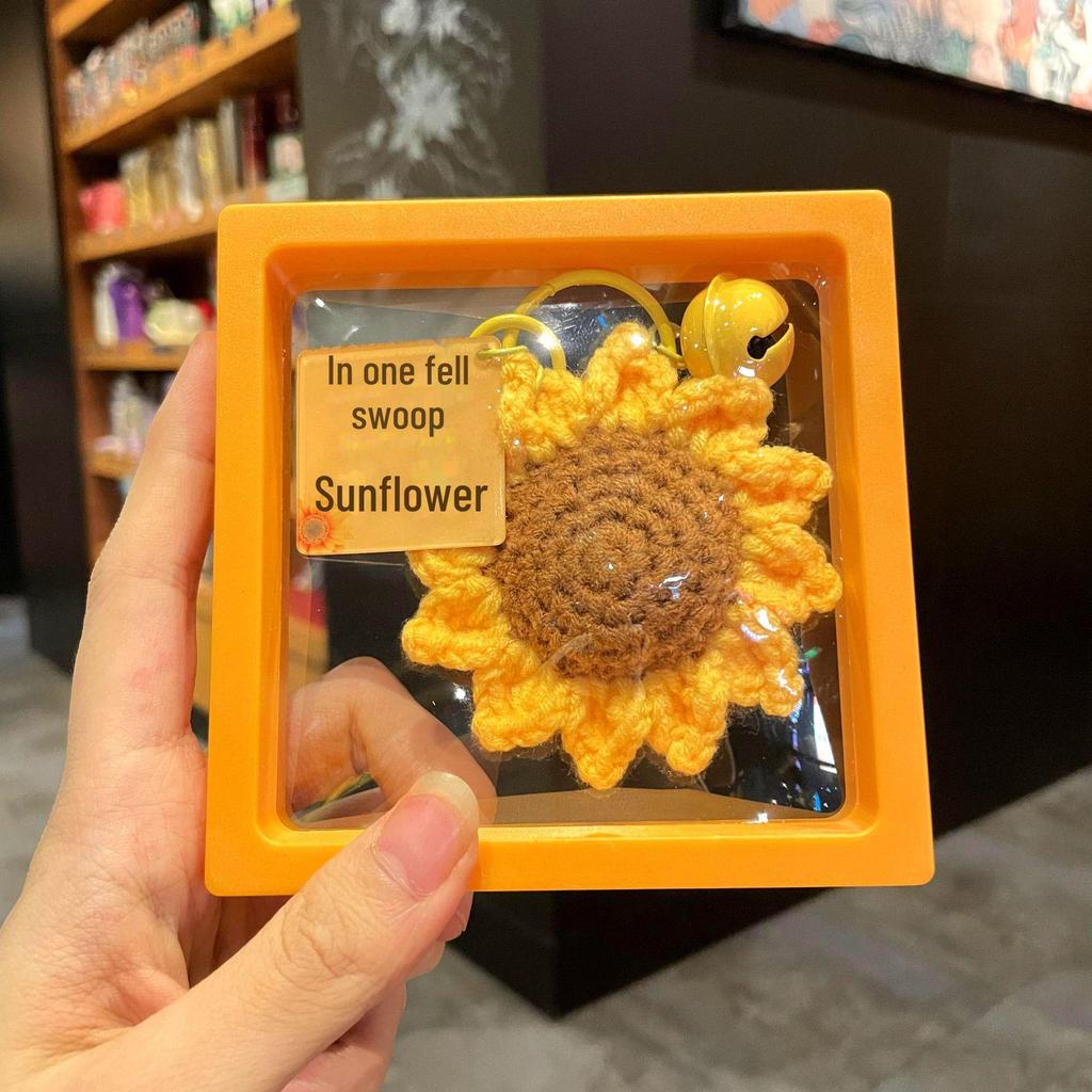 Hand-Woven Wool Crochet Persimmon Peanut Keychain Pendant