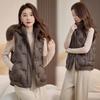 Hooded large fur collar cotton vest removable hat autumn and winter down cotton vest fashion thermal vest jacket batch