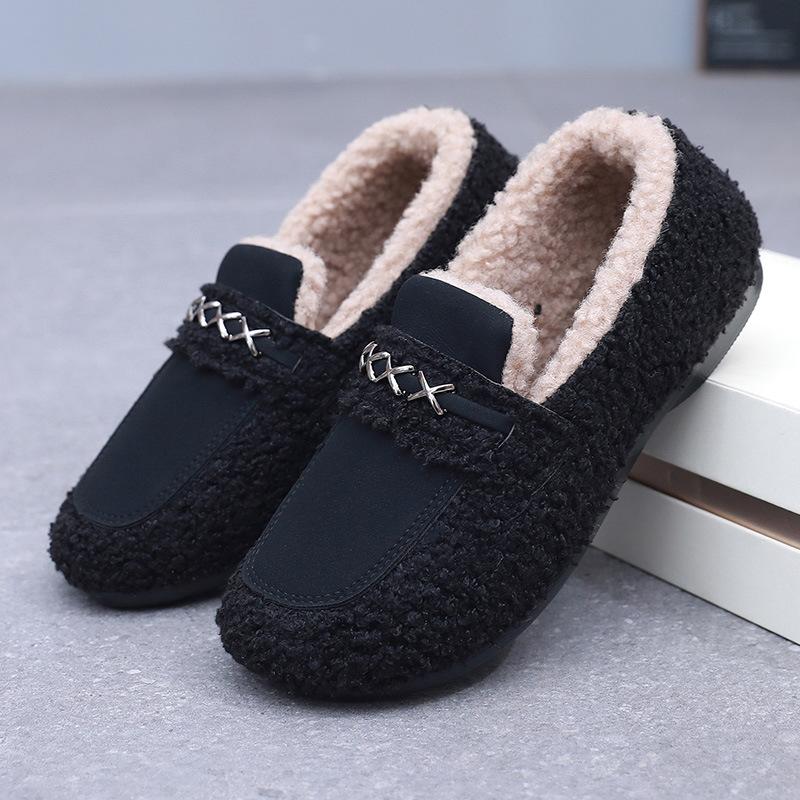 

Жіночі зимові теплі м’які тапочки Взуття з піни з ефектом пам’яті Легкі домашні туфлі Затишні лофери з флісовою підкладкою Взуття для прогулянок у приміщенні та на природі для жінок 35 чорний
