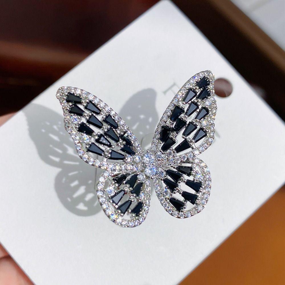 Shiny Butterfly Engagement Rings Forest Style Opening Ring Dreamlike Butterfly Ring Women Men