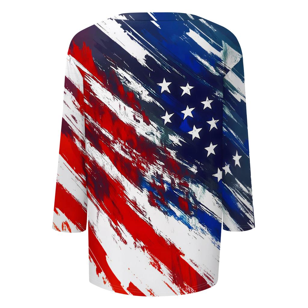 Long Sleeve Shirts for Women Womens Long Sleeve Tops Long Sleeve Tops for Women Womens Long Sleeve T Shirts Butterfly Print Flag V Neck