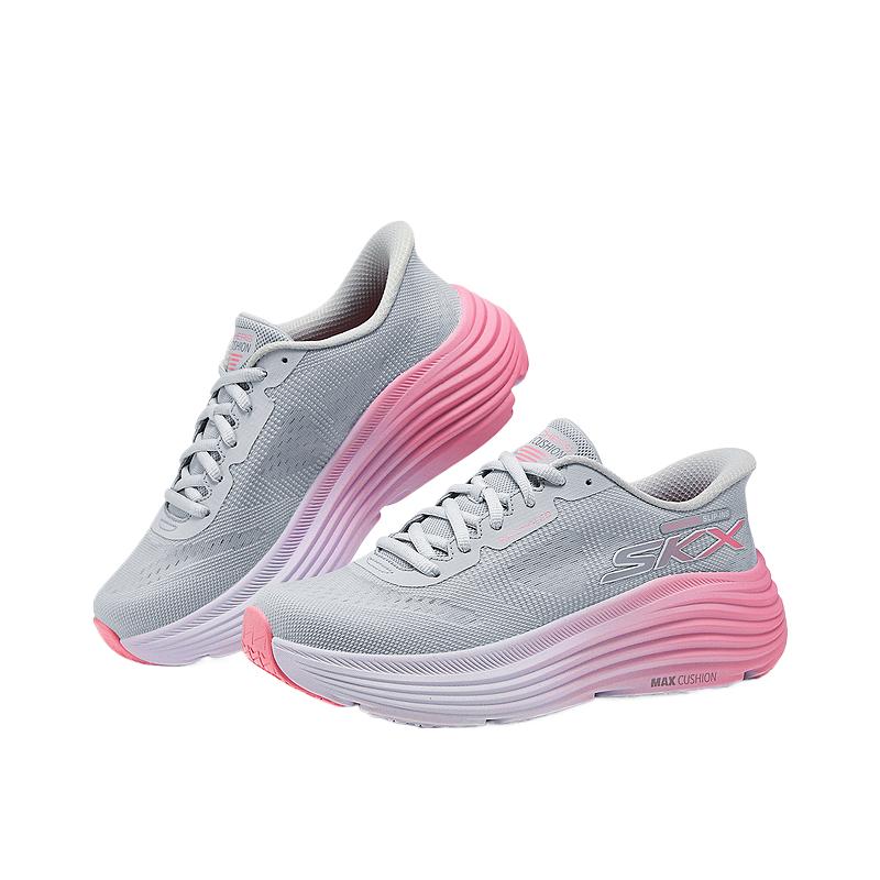 Skechers Go Series Comfortable PU Mesh Durable Low-Top Running Shoes Women Sneakers Gray Pink 129473-GYPK