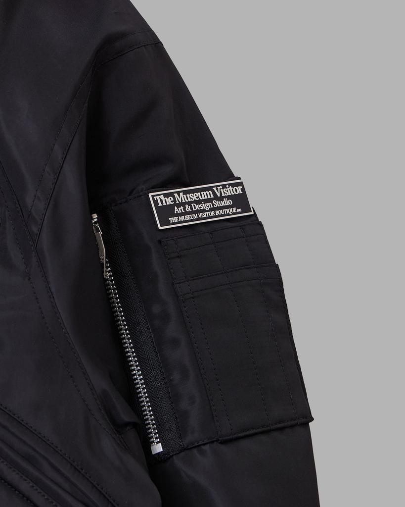Themuseumvisitor Fur Hood Metal Logo Ma-1 Jumper (Black)