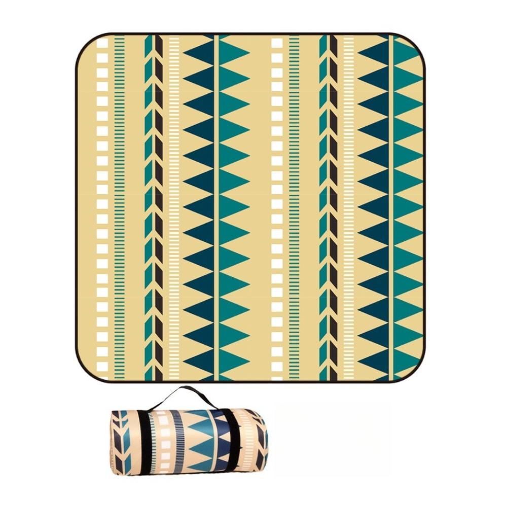 Vintage Print Picnic Blanket Waterproof Outdoor Camping Mat Carry Strap Foldable Travel Rug for Beach Park
