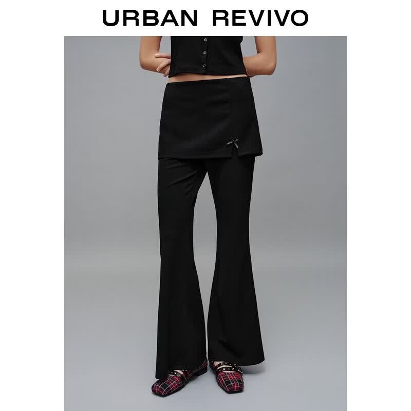 Women s Urban Bow-Detail Flared Skirt-Pants L