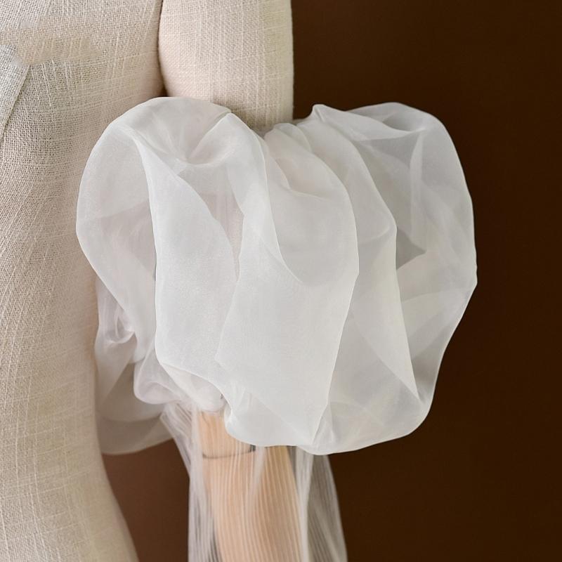 Handcrafts Sheer Bridal Gloves with Puff Design Fingerless Arm Sleeves for Photography and Stage Event Wedding Ceremony
