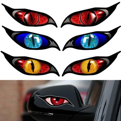 2 Stück 3D Stereo Motorrad Katzenaugen Aufkleber Rückspiegel Aufkleber für Motorrad Auto Dekoration Aufkleber