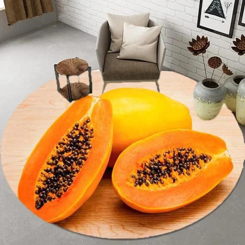 Broccoli  Fruit Print Round Carpet – Soft Non-Slip Area Rug for Kitchen, Bathroom, Living Room or Bedroom Floor Decor