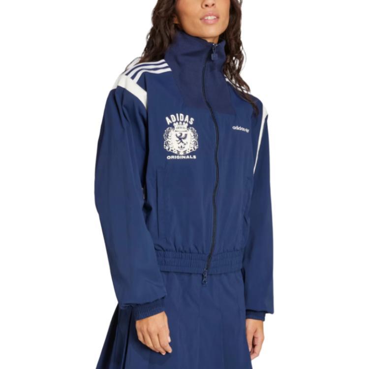 adidas Originals Letter Logo Long Sleeve Jacket Women Jacket Night-Blue JY2809
