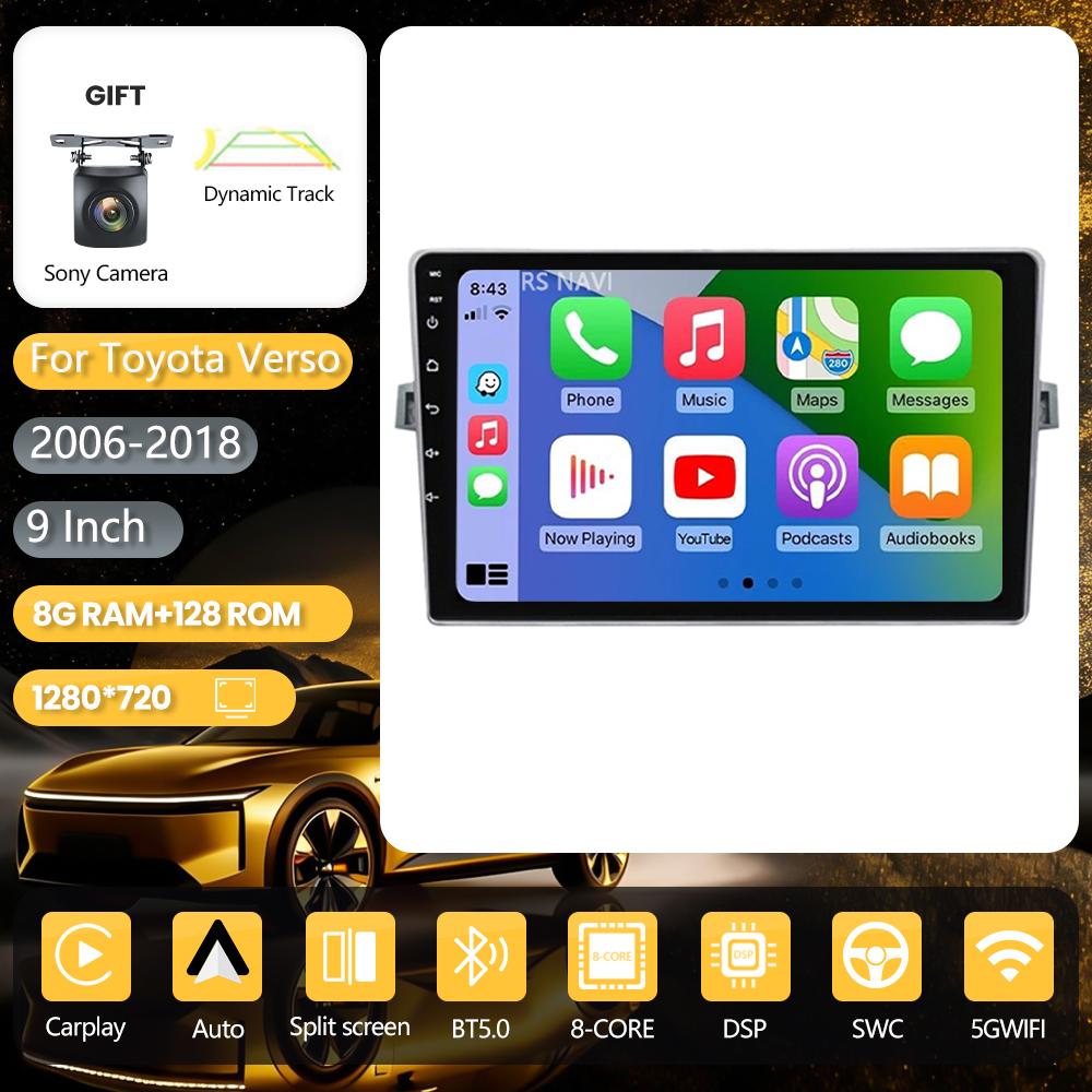 Android 16 for Toyota Verso 2010 2011 2012 2013 2014 2015 2016 Carplay Auto Stereo Video BT Video Autoradio App Control WIFI+4G