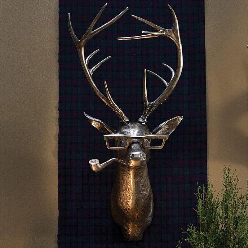 3D Animal Head Wall Mounted Resin Decor Ornament Hanging Sculpture Rabbit Deer Bear