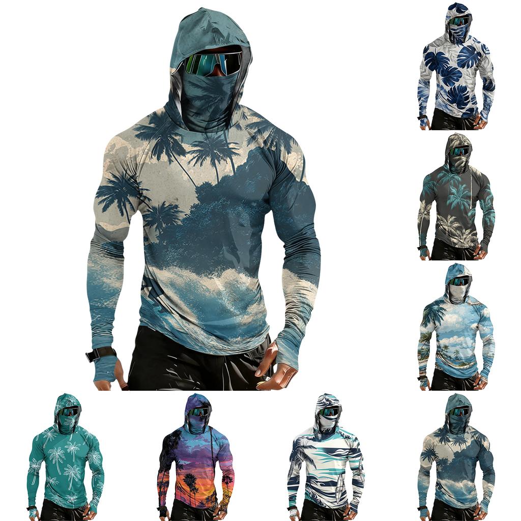 Men's Casual Drop-Shoulder Hooded Long-Sleeve Shirt