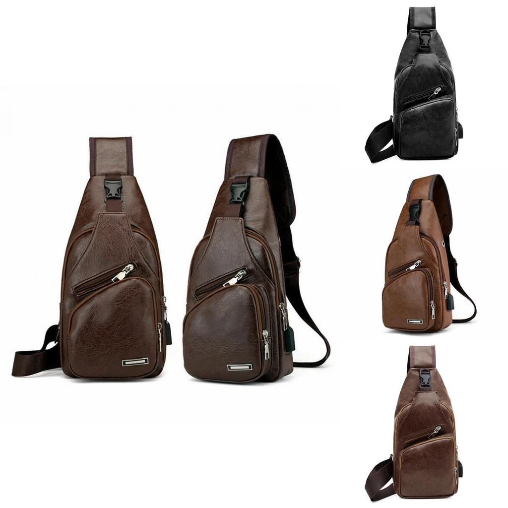Men's Shoulder Bag With Usb Charging And Classic Sling Design**