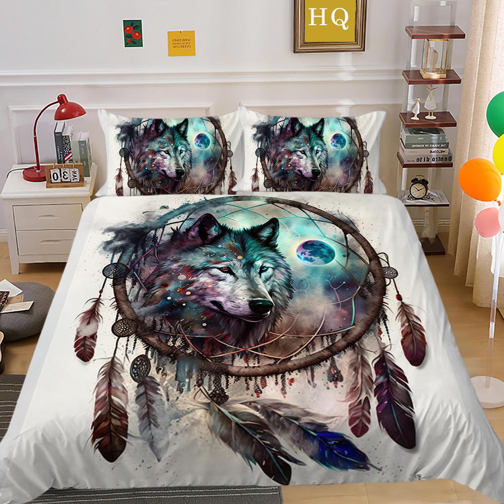 Bettbezüge, Wolf-Druck, Mikrofaser, Einzelbett-Bettwäsche-Set, Bezug für Kinder, weich, hochwertige Heimbettwäsche