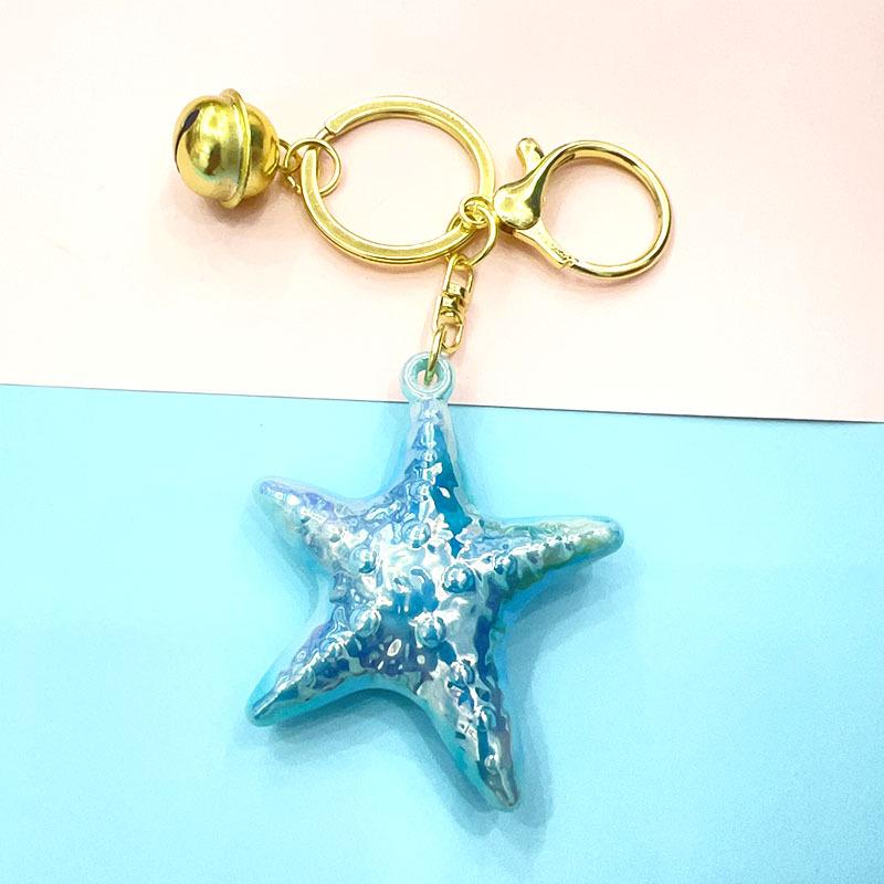 Iridescent Shell Starfish Keychain Pendant - Unique Accessory & Gift