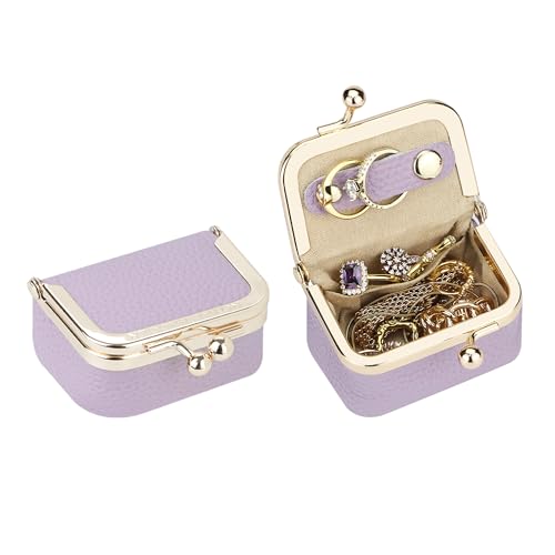 Royal Bagger Genuine Leather Mini Jewelry Box Women's Coin Purse Solid Color Kiss Lock Change Pouch Casual Style Small Storage Bag for Women 1894
