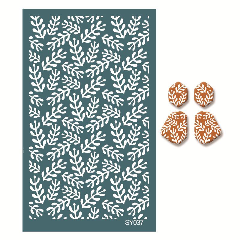 Polymer Clay Silk Screen Stencils Reusable Silkscreen Print Kit for Printing Clay Stamps Jewelry Earrings Decoration Template