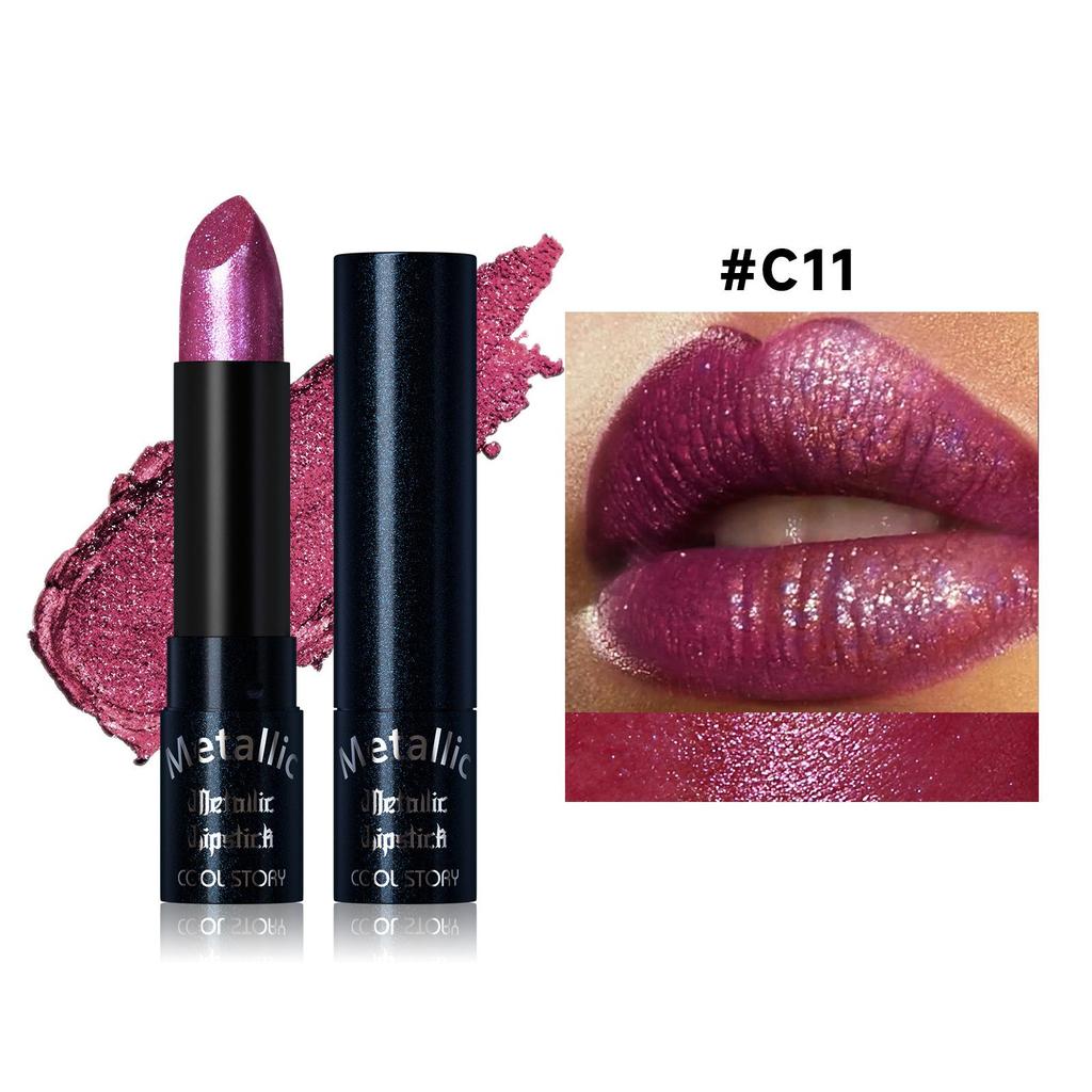 Rossetto Glitter Fine 15 Colori Rosso Nero Perlato Tinta Labbra Impermeabile Non Appiccicoso Lunga Durata Facile da Colorare Rossetto Diamante