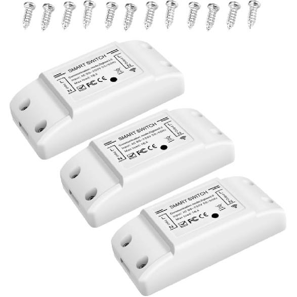 3Pcs WiFi and BT Smart Switch Relay 10A 2200W Dual-Mode On/Off Device Voice Tuya APP Remote Control Timing Switch Smart Home Voice Control for
