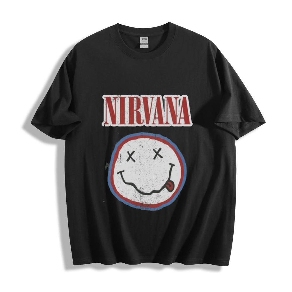 Nirvana Smiley T-ShirtClassic Grunge Face Design Unisex Tee Unisex T-Shirt L
