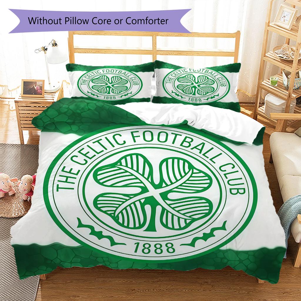 Ensemble de couette Celtic Football Club Housse de couette Taie d'oreiller Décoration de maison Cadeau d'anniversaire (1 housse de couette + 2 taies d'oreiller, sans garniture.)