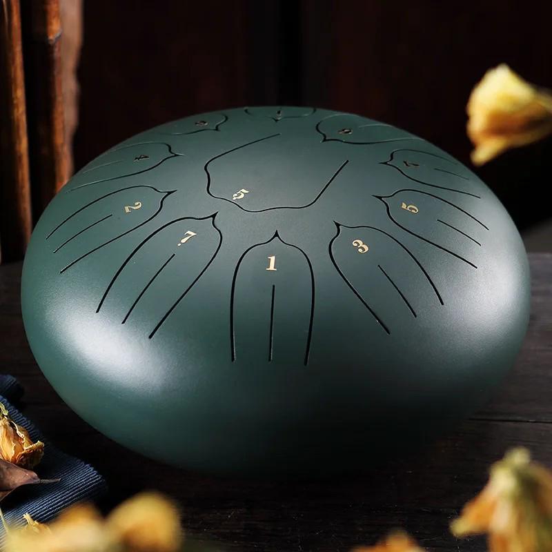 Hluru Glucophone Steel Tongue Drum10 Inch 11 Notes Tank Drum Key Handpan with Carry Bag for Meditation Musical Instrument