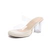 2025 summer new waterproof table transparent high heels women's thick heel nude versatile sandals with sandals