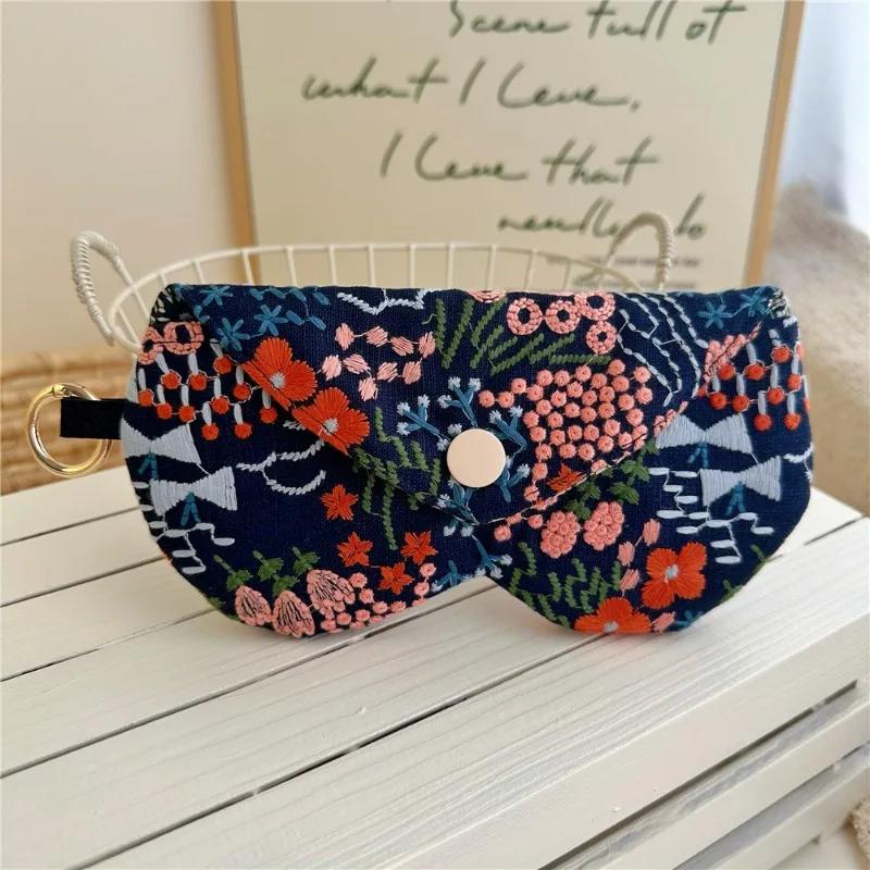 New Embroidered Fabric Sunglasses Storage Bag Fabric Eyeglass Bag Glasses Case for Travel