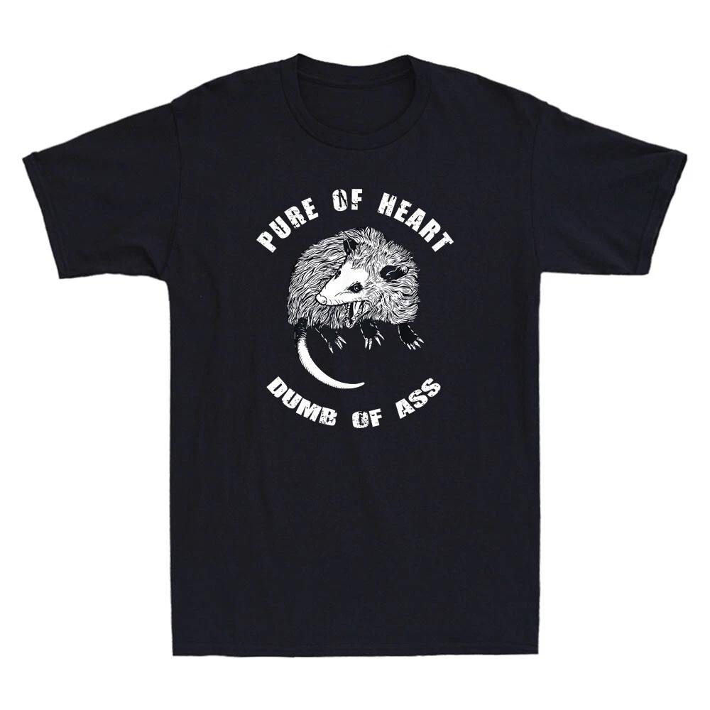 Pure Of Heart Dumb Of Ass Funny Opossum Raccoon Garbage Gang Retro Men s T-Shirt XL