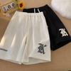 Oversized Loose Shorts Men American Retro Gothic Alphabet Print Japanese Samurai Style Casual Sports Beach Pants Shorts