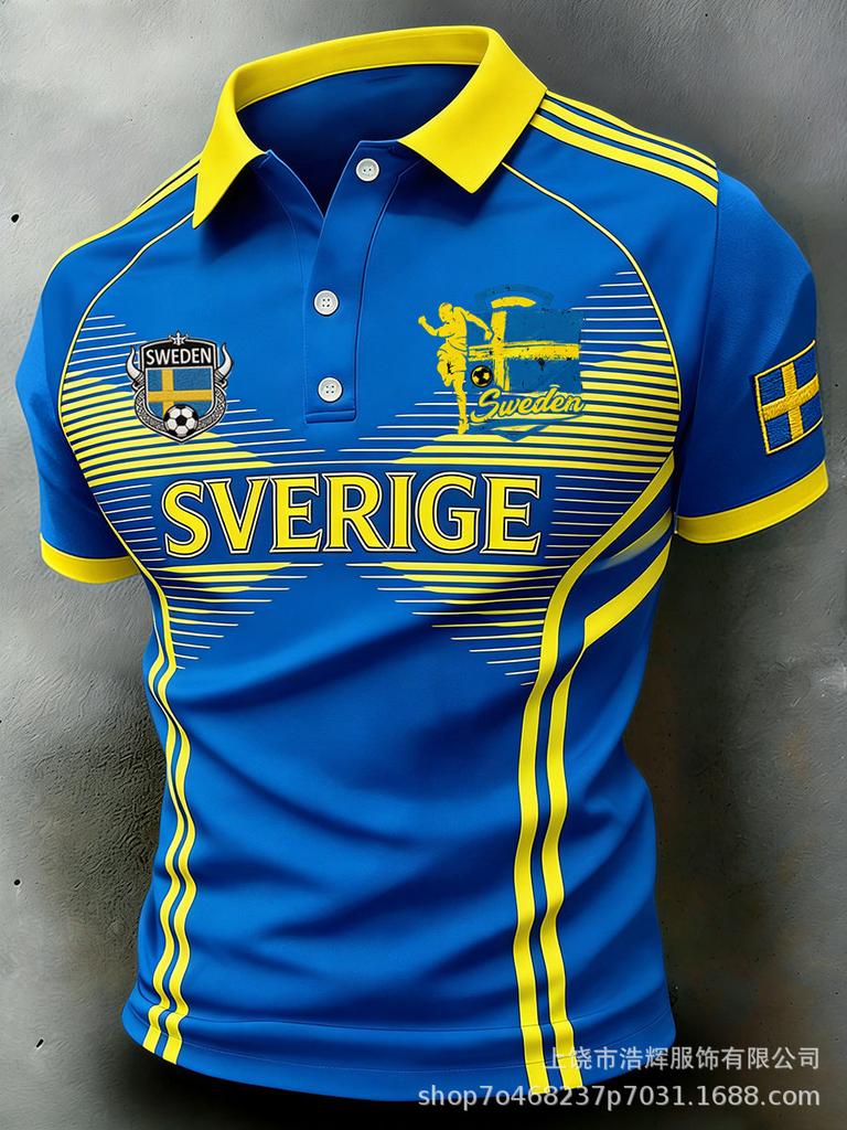New 3D Printed Men's Retro Fashion Casual Summer Lapel Polo Shirt Top