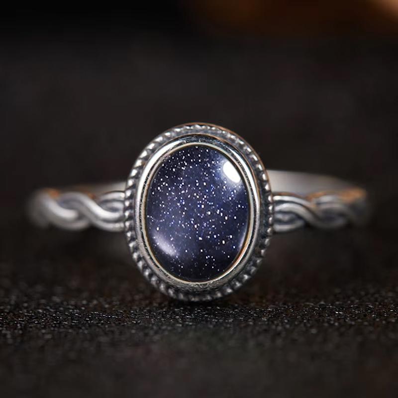 Pierścionek ze srebra sterlingowego z czarnym onykssem Vintage Prosty minimalistyczny styl Okrągły kształt Kamień naturalny Czarny pierścionek Biżuteria dla kobiet