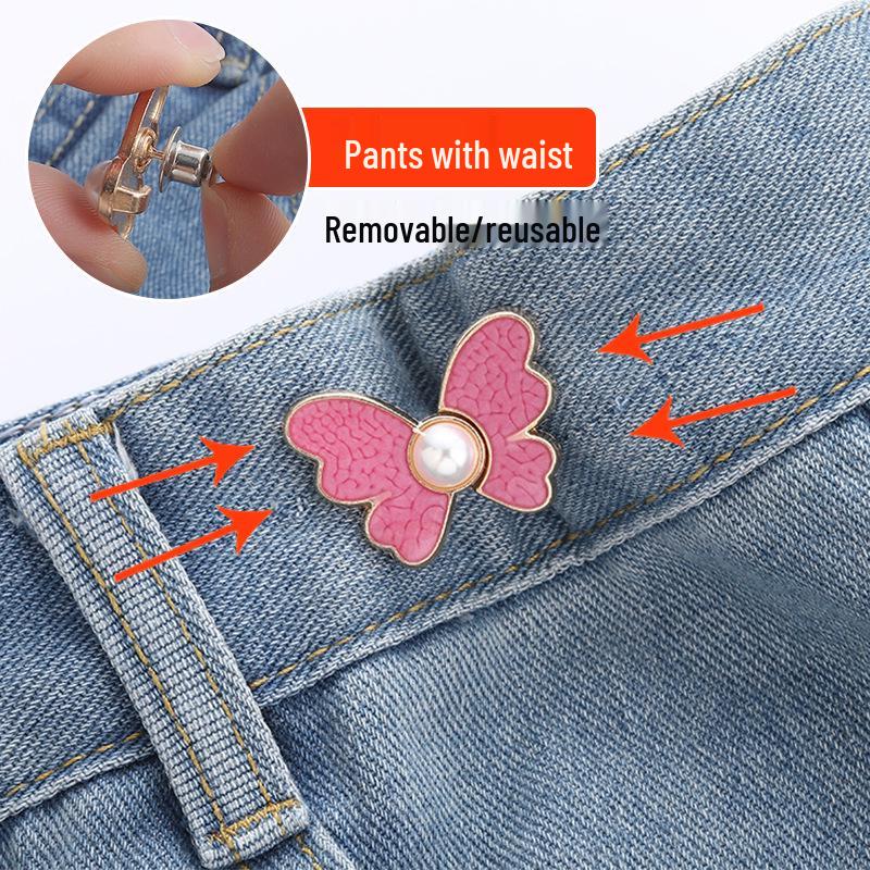 Adjustable Butterfly Waist Buckle for Jeans - Detachable, No-Sew Solution for Waistline Adjustment