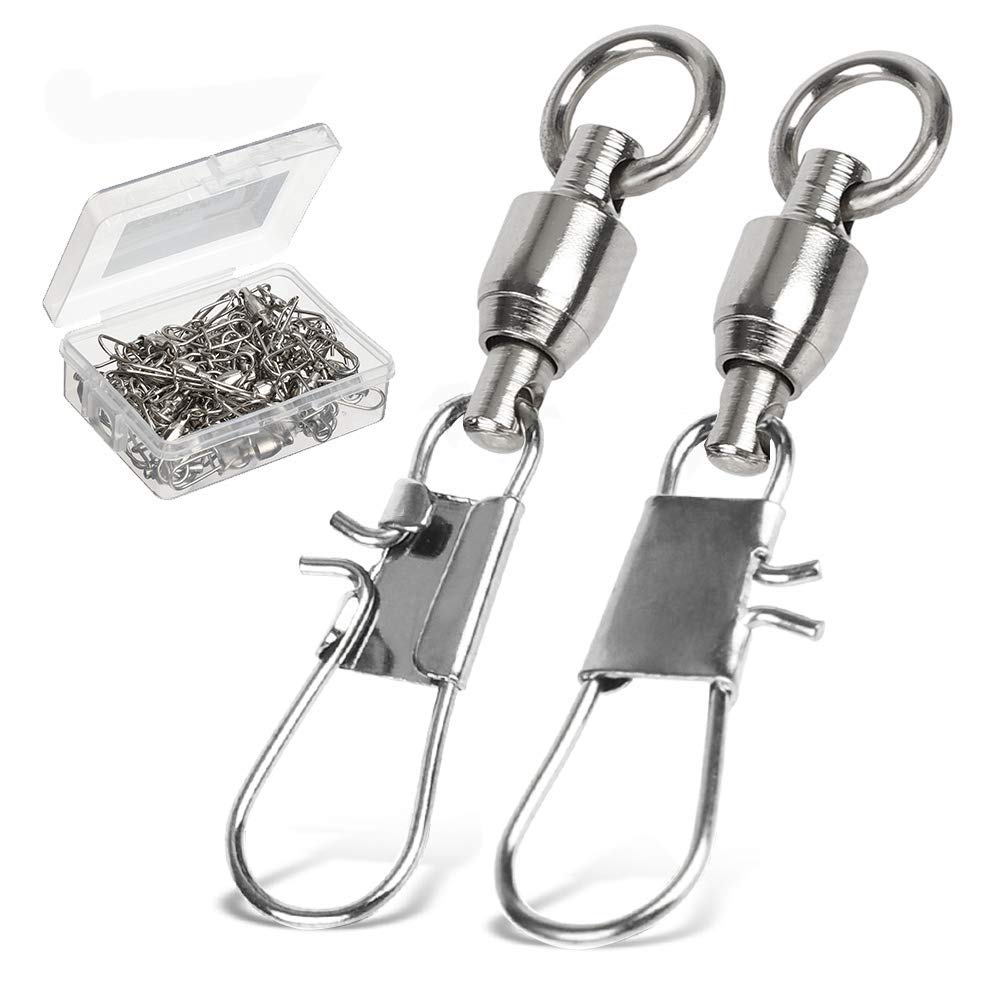 AMYSPORTS Ball Bearing Swivel with Interlocking for Sea Squid Shore and 25-Piece Snaps, 45kg, Fishing, Bass, Lures, Jigging, Fishing, Egging.