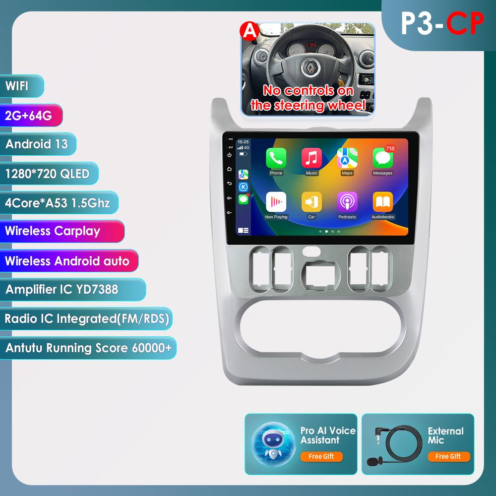 Hizpo 4G 9'' 10.33'' Sisteme inteligente AI CarPlay Android Auto Radio pentru Renault Logan 1 Sandero Lada Largus Ecran inteligent Auto Multimedia BT