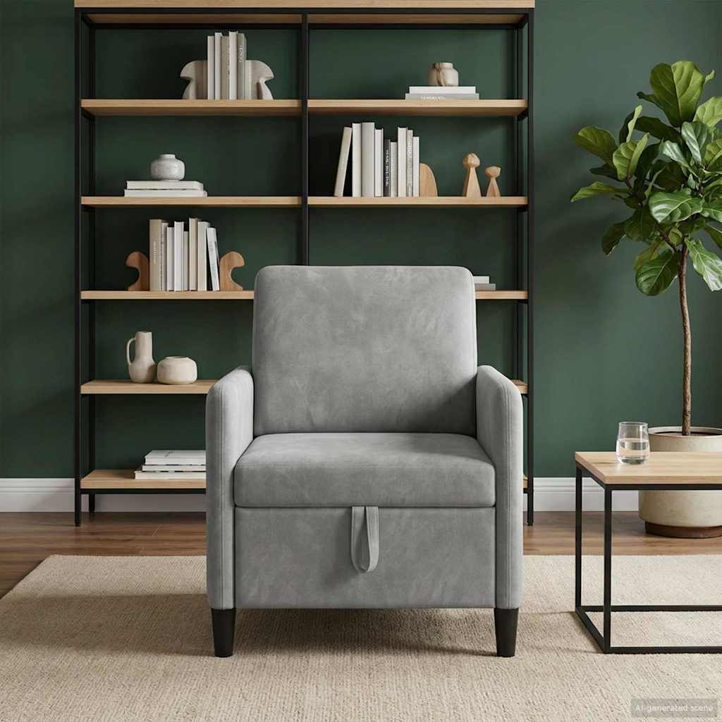 Storage Sofa in Light Grey 72 x 78 x 87 cm Polyester