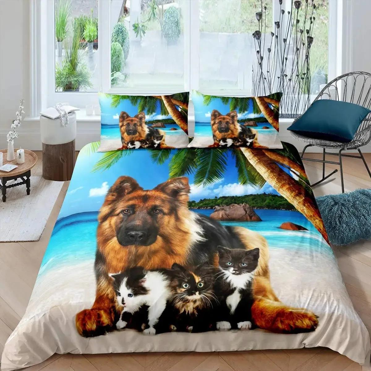 

Комплект пододеяльника для кошки и собаки, комплект постельного белья с мопсом, кавайный щенок, животное, чехол для одеяла, День святого Валентина, любовь, сердце, свадебный чехол для одеяла 70x133cm