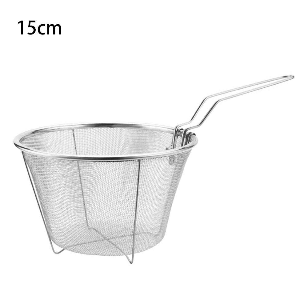 

Non-Stick Fry Basket Portable Colander Strainer With Handle High-Temperature Use 15cm 201 steel