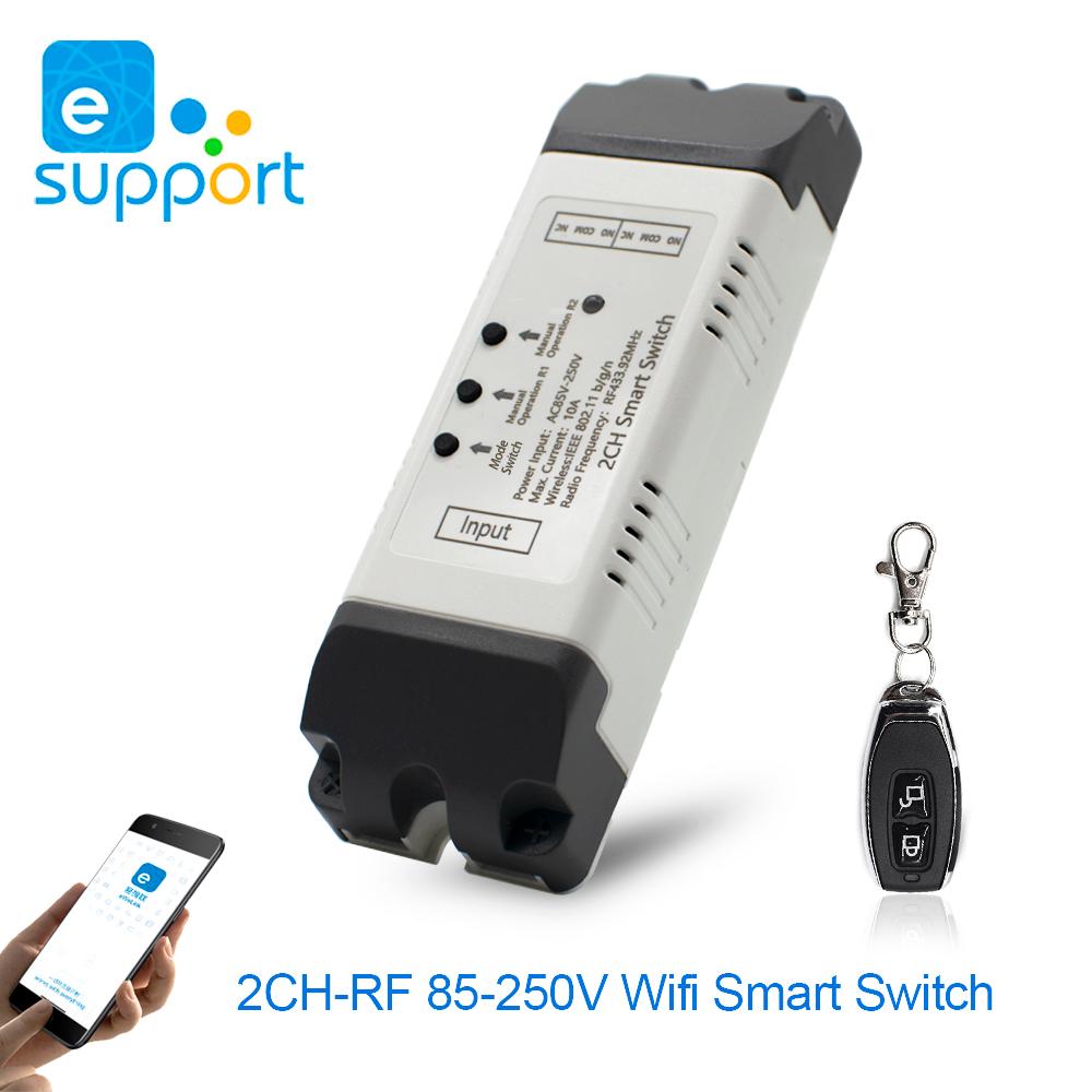 Wifi Wireless Switch Smart Module,2CH DC12V 32V AC 110V 220V,Inching Self-lock,RF433,NO,NC,COM.10A Relay,eWeLink APP Control