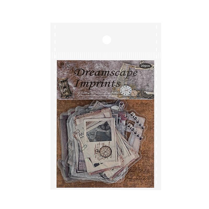 Yi Niao Retro PET Sticker Pack: 20 Decorative Sheets for Journals and Borders - Floating Life Imprint Series