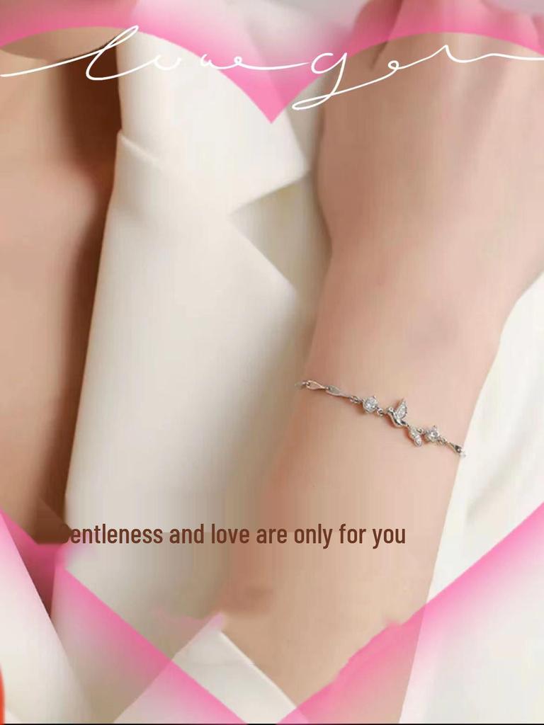 Dibo S925 Sterling Silver Clavicle Chain Bracelet for Women – Simple Light Luxury Jewelry.