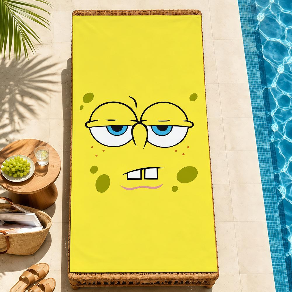 Beach Towels cute b-b-BobS-s Soft fun Quick Dry Pool cartoon s-S-S-SpongeS-eS bathing Towel Travel Gym Spa Camp sport face Gift