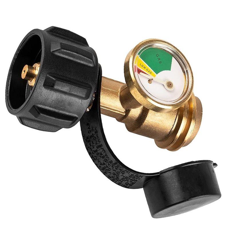 SHGO-Propane Tank Gauge For RV Camper, For 5-40LB Tanks, Ideal For Heaters, Grills, QCC1/Type 1 Connections