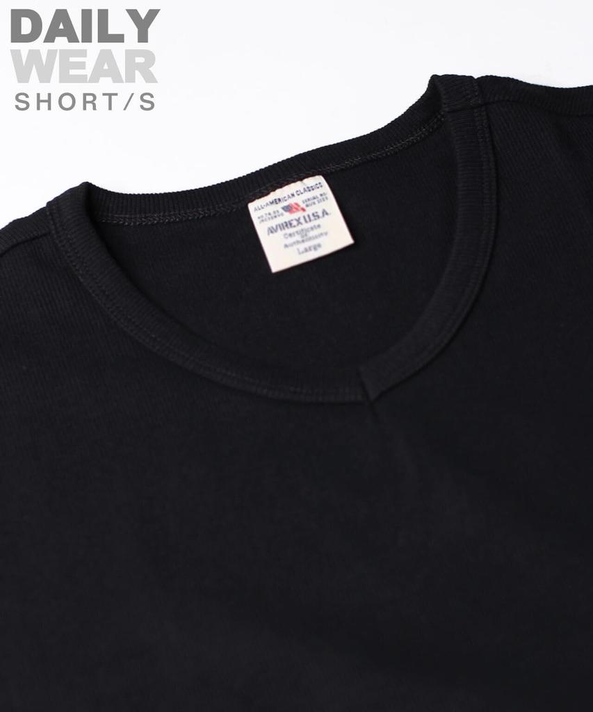 AVIREX DAILY RIB V-NECK TEE 6143501 Men's M Black