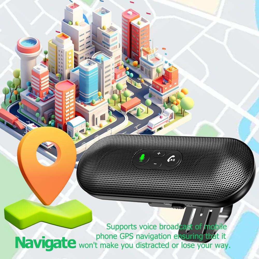 T18 Portable Bluetooth 5.4 Handsfree Car Kit Speaker 3W Wireless Audio Receiver MP3 Music Player Noise Cancelling Sun Visor Clip