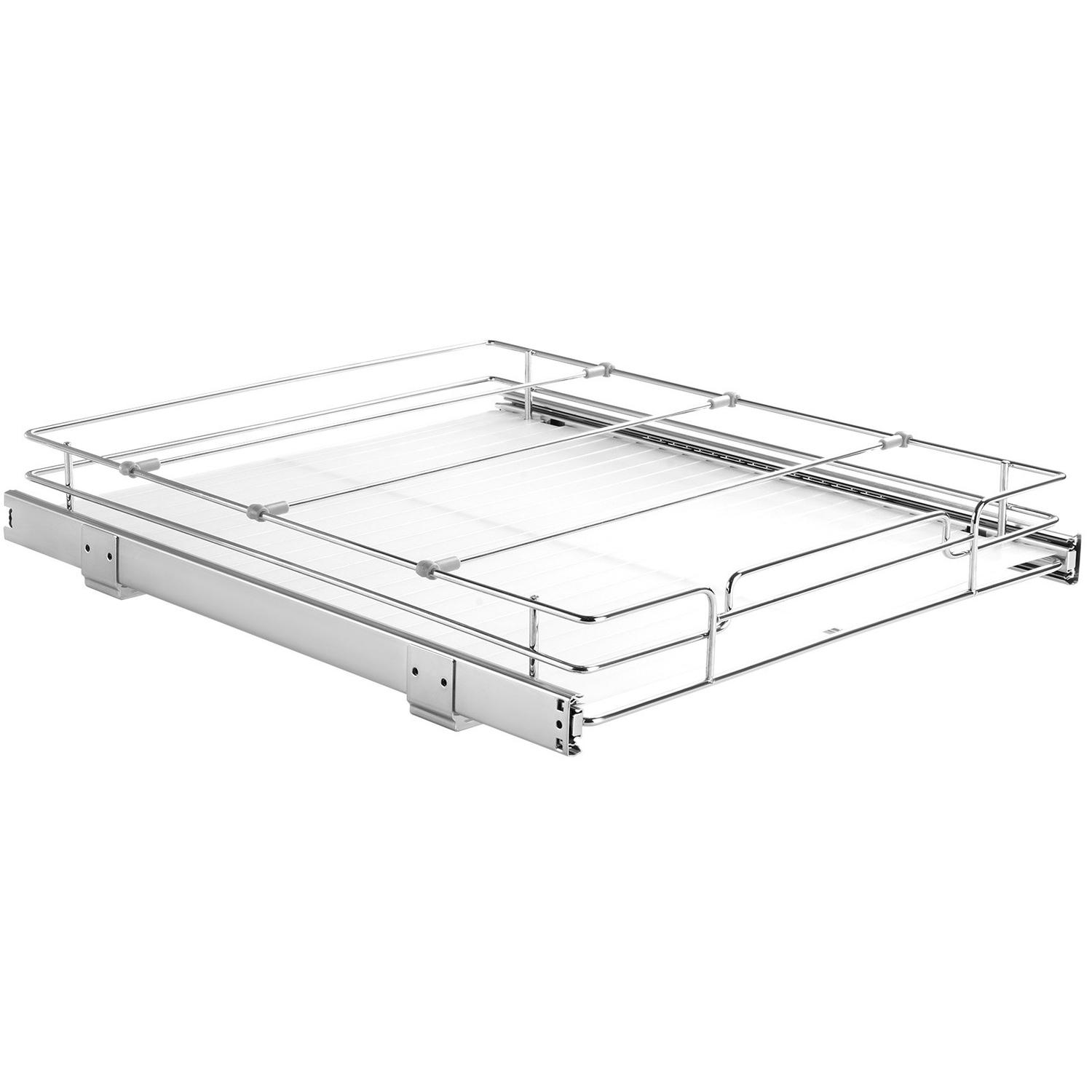 17 B x 21 T Ausziehbarer Schrankorganizer, Robuste Ausziehbare Vorratsschrankregale, Verchromte Stahl-Ausziehschubladen, Schiebeschubladen-Aufbewahrung für Zuhause,