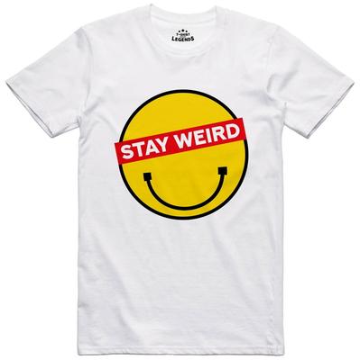 Funny T Shirts for Men Emoji Stay Weird Novelty Gift 100% Cotton