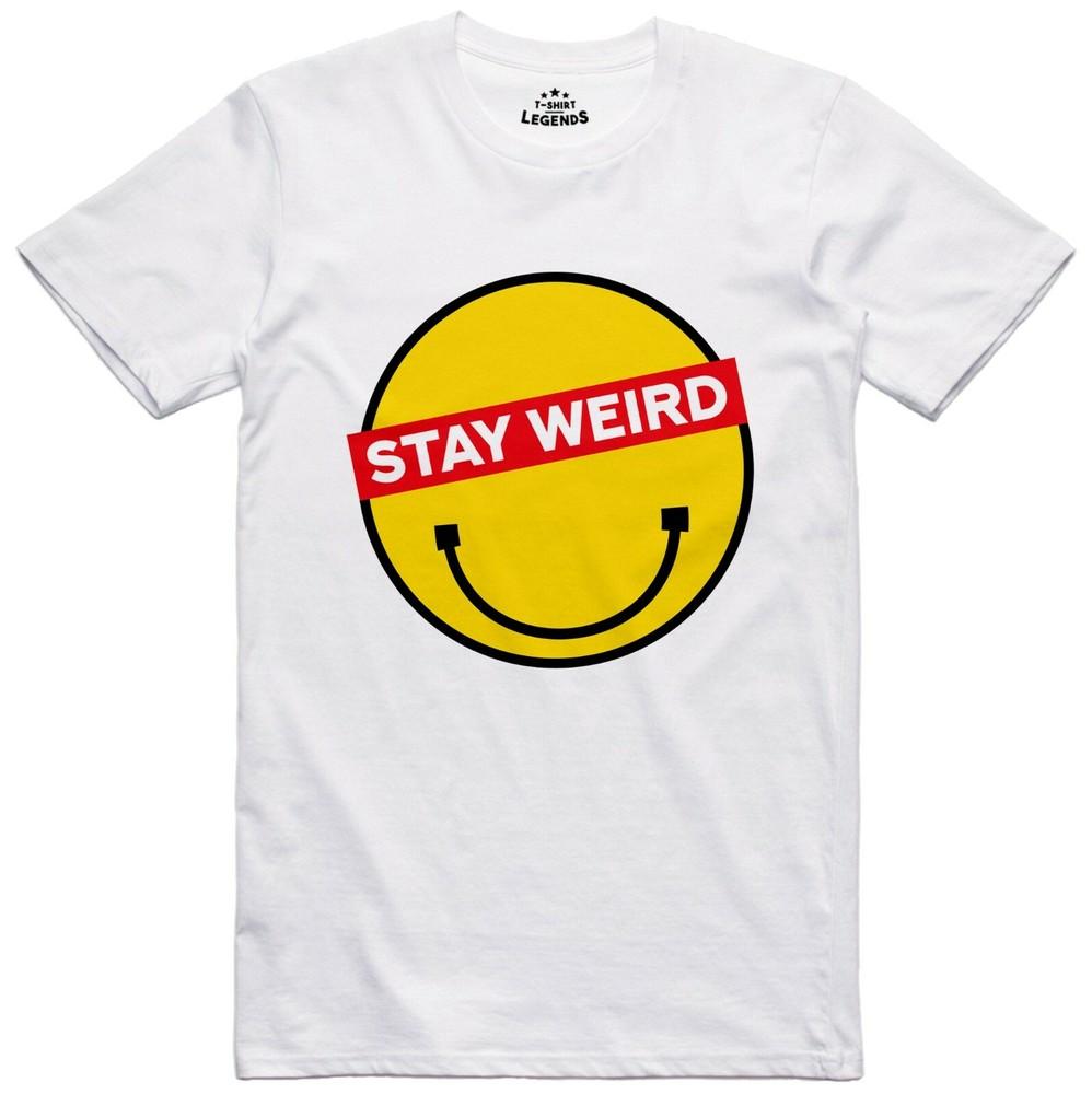 

Funny t shirts for men Emoji Stay Weird Novelty Gift 100% Cotton 4XL
