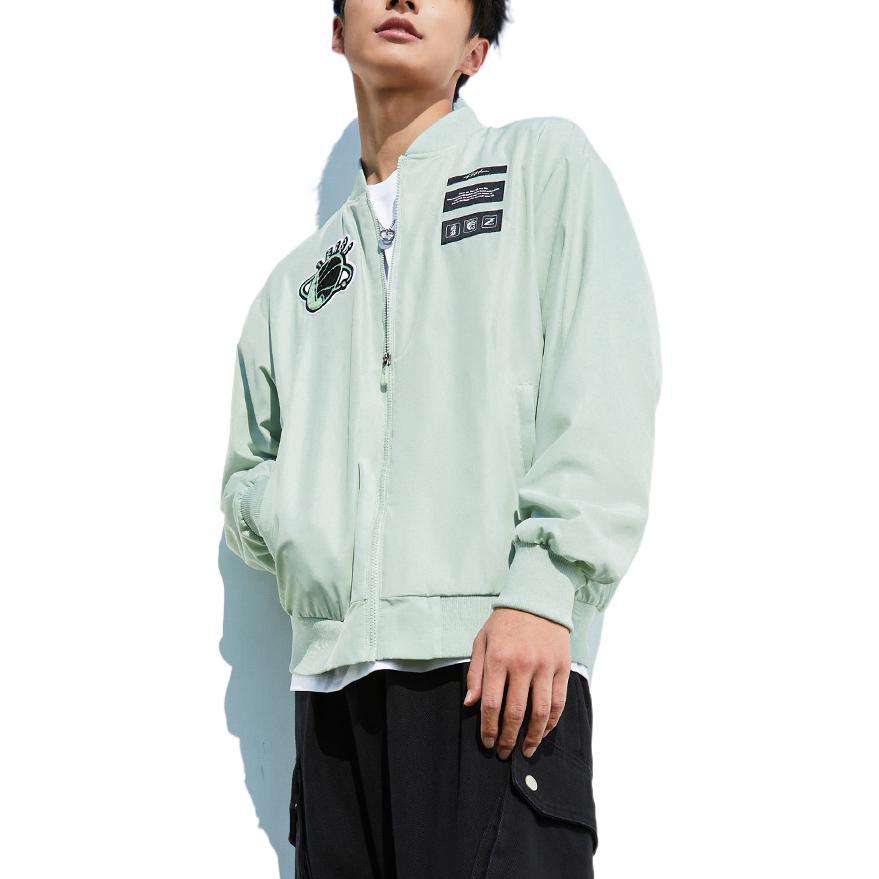 Anta Basketball Series Logo Print Long Sleeve Jacket Men Outerwear Fern-Green 152311611N-1