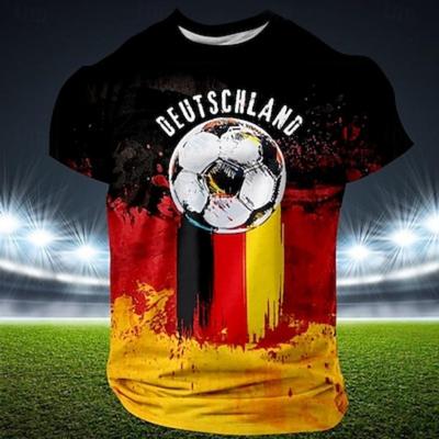 2024 Flag Football Germany Men's 3D Print T Shirt Tee Short Sleeve Henley Shirt Summer Spring Clothing